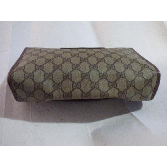 Gucci Vintage Purses Brown Leather And Gg Leather Clutch