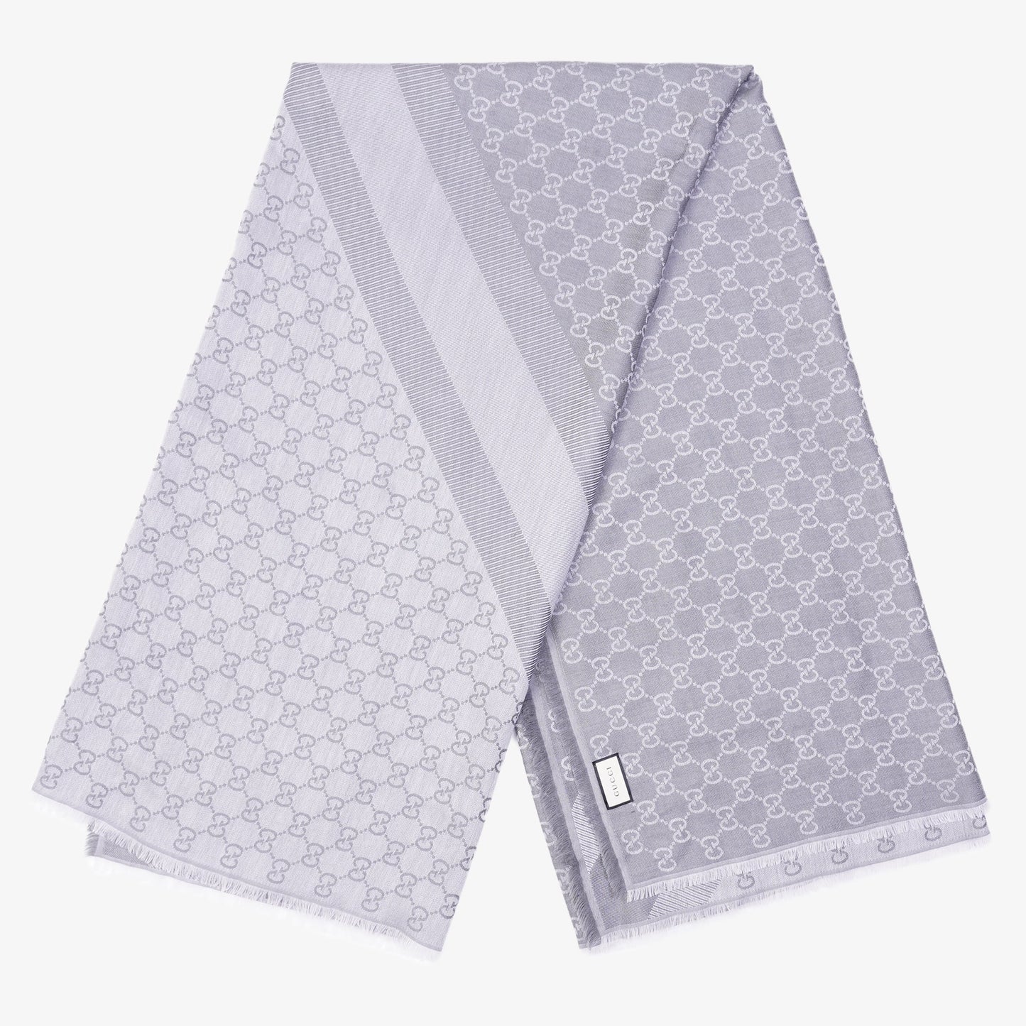 Gucci Womens GG Jacquard Scarf Grey