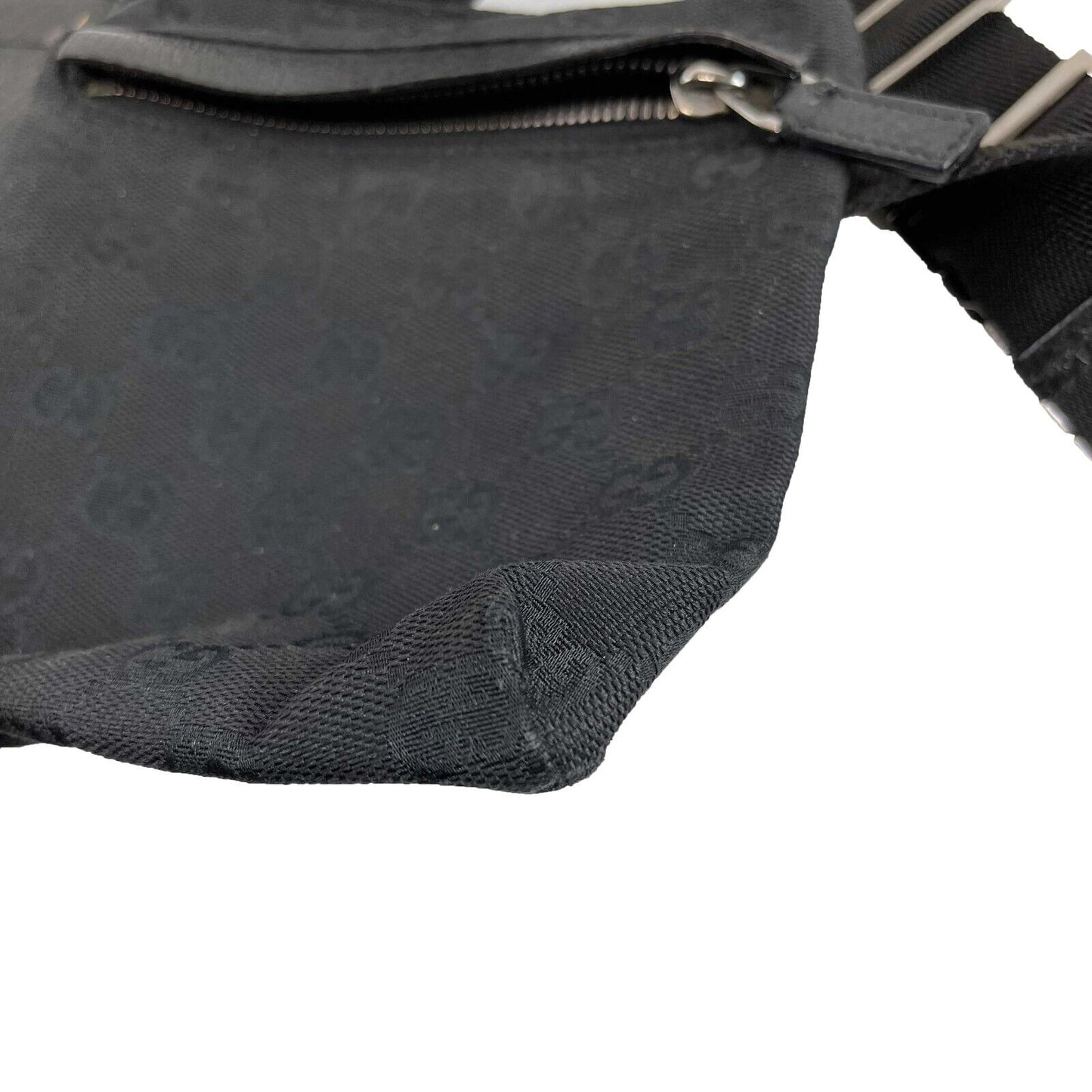 GUCCI GG Monogram Double Pocket Belt Bum Bag Black Excellent