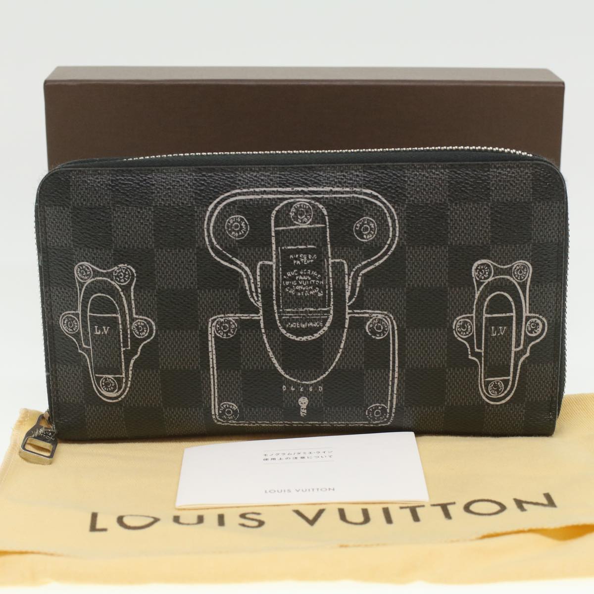 LOUIS VUITTON Damier Graphite Zippy Organizer Wallet Trunk N63182 LV Auth 34100