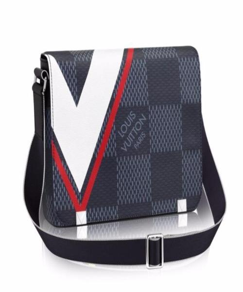Louis Vuitton District PM Messenger Bag Damier Cobalt Canvas Red