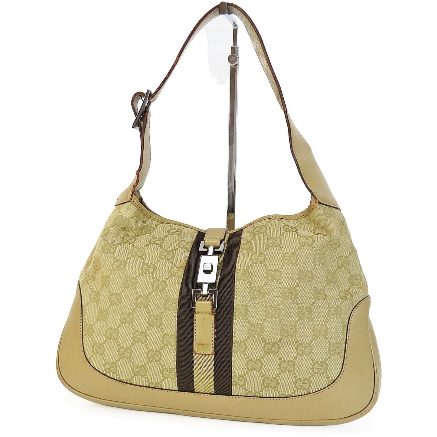 Gucci yellow and metallic leather Tom Ford Jackie Hobo with a camel Guccissima print