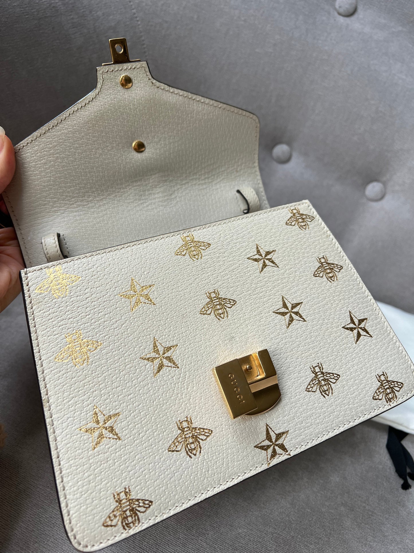 Gucci White Bee Star Sylvie Mini Bag (RRP £1,890)