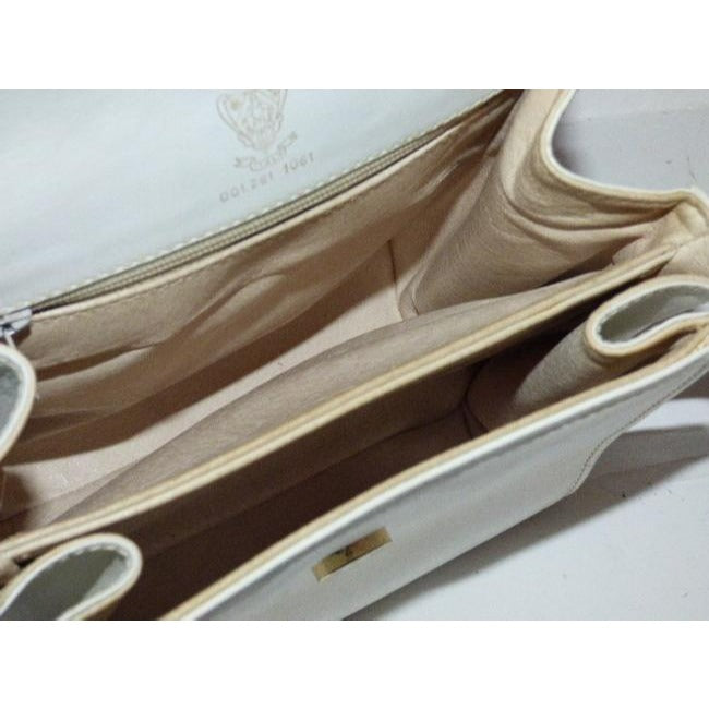 Gucci Vintage White With Bold Gold Accents Leather Shoulder Bag