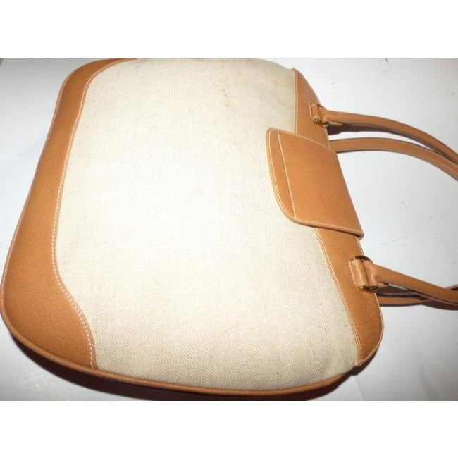 Gucci Jackie Natural Canvas & Camel Leather Satchel