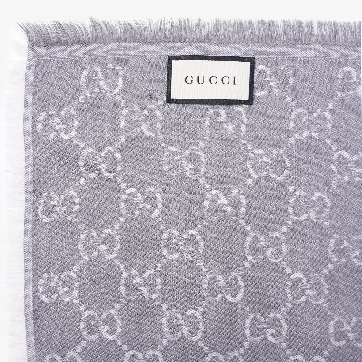 Gucci Womens GG Jacquard Scarf Grey