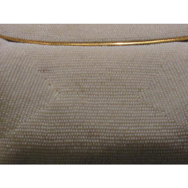 Gucci Vintage Iridescent Pearl Seed Bead With A Hinged Top White Plastic Clutch