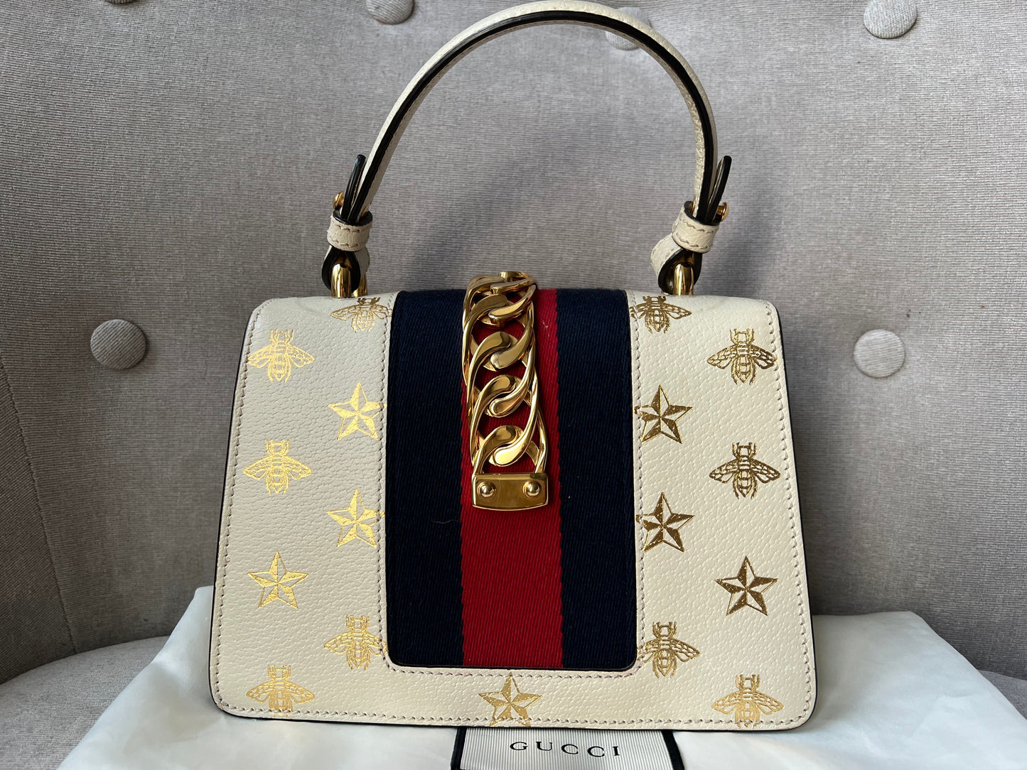 Gucci White Bee Star Sylvie Mini Bag (RRP £1,890)