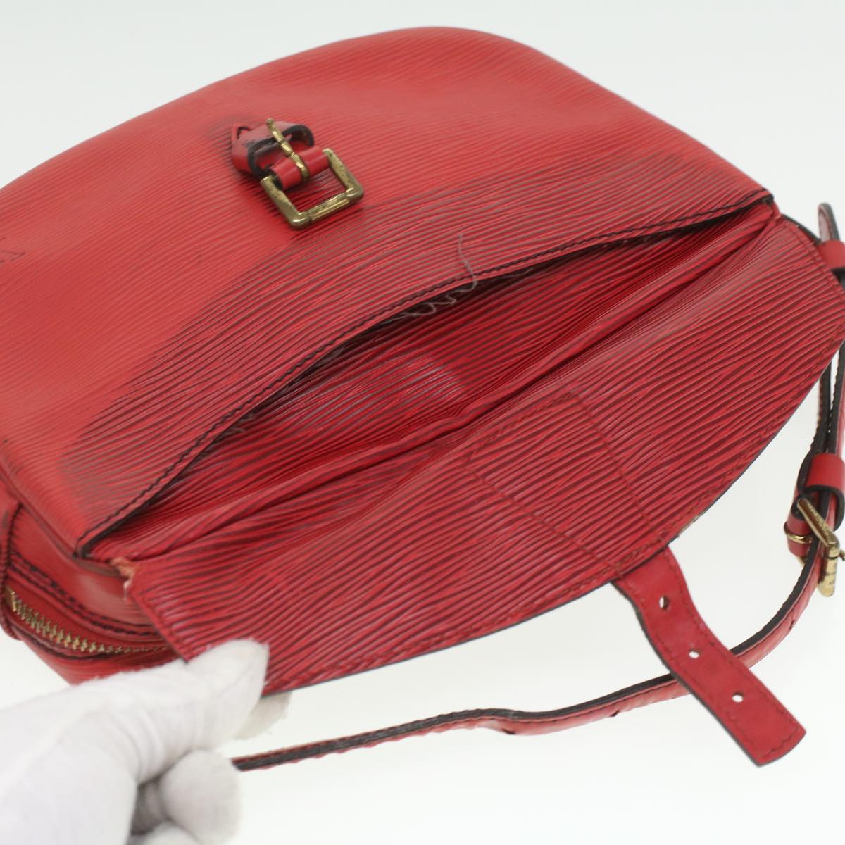 LOUIS VUITTON Epi June Feuille Shoulder Bag Red M52157 LV Auth 36897