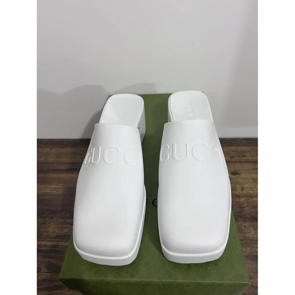 Leather mules & clogs Gucci White