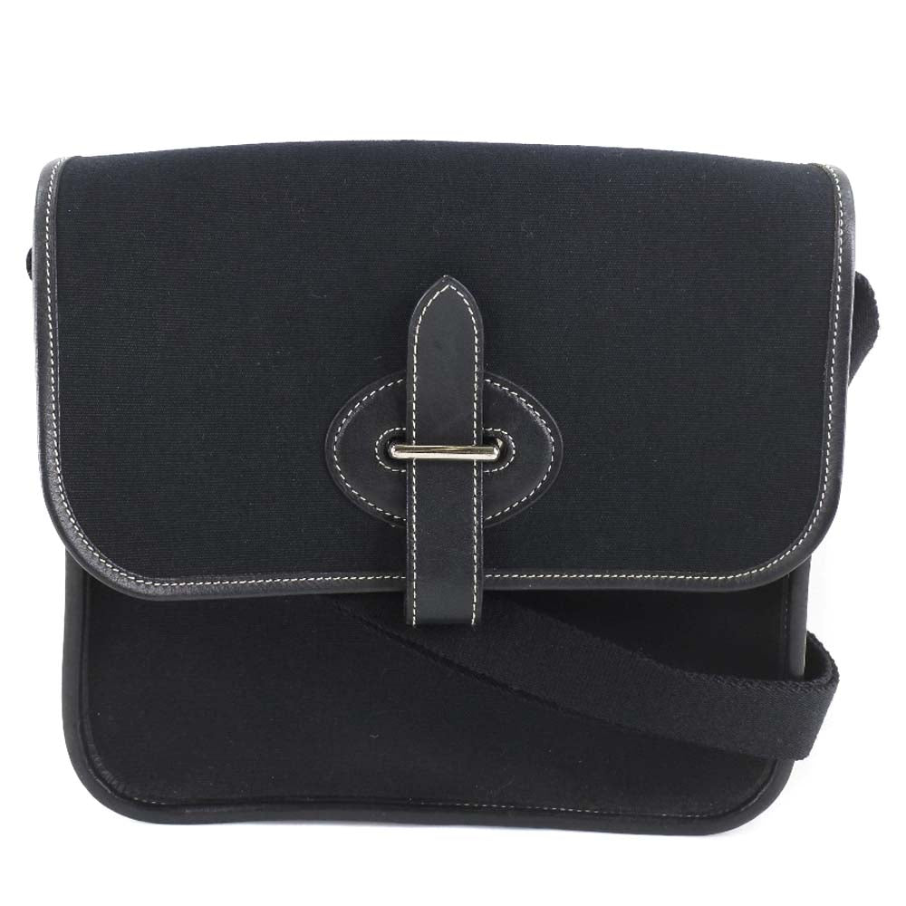 HERMES Shoulder Bag canvas black Buenaben Women Used