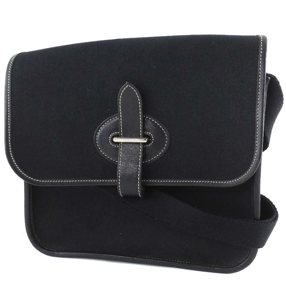 HERMES Shoulder Bag canvas black Buenaben Women Used