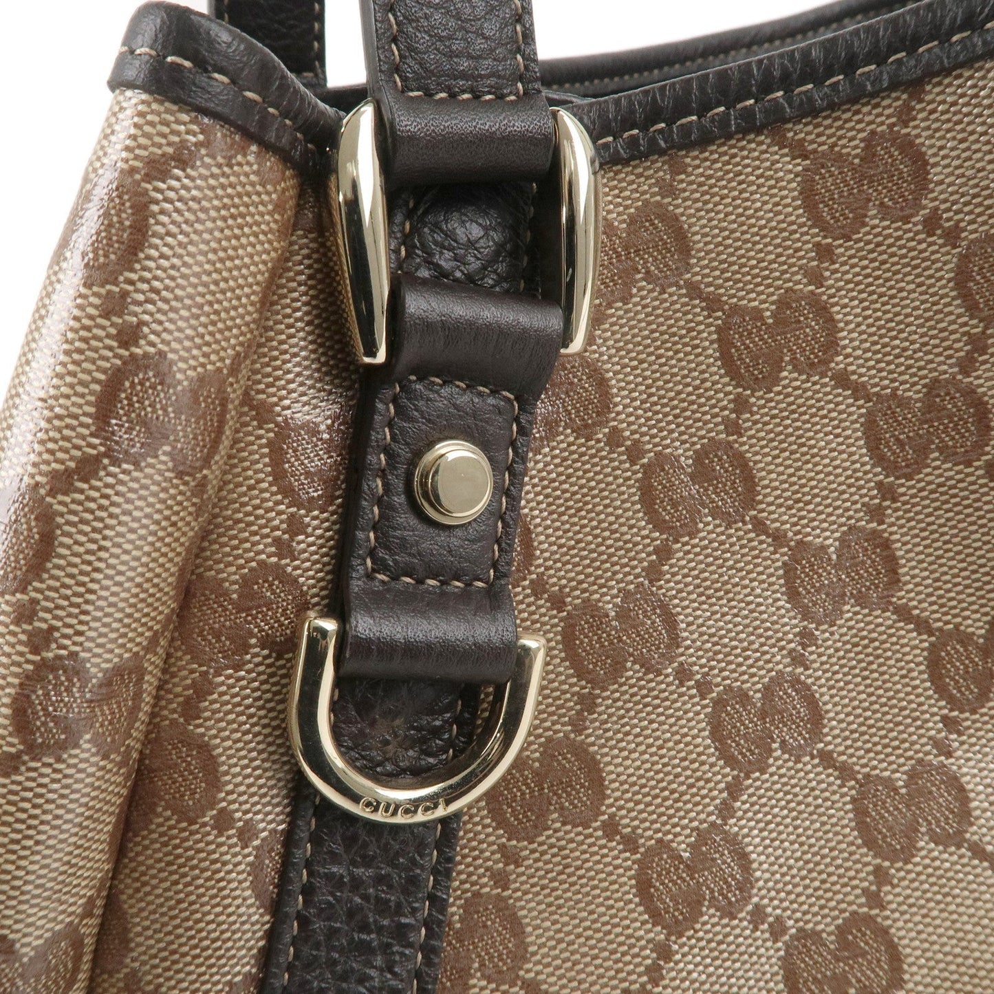 GUCCI Abbey GG Crystal Leather Tote Bag Beige 293578