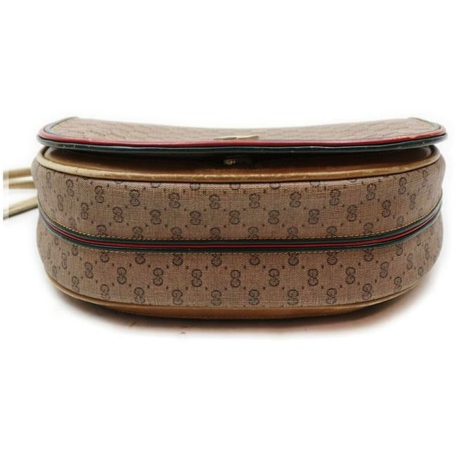 Gucci, rare, brown micro Guccissima print coated canvas/leather saddle bag with red and green inlaid leather stripes