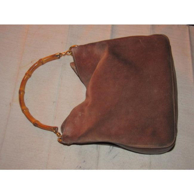 Gucci Vintage Mocha Brown Suede And Leather Hobo Bag