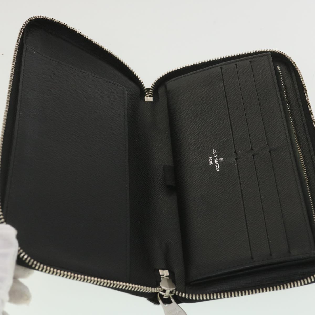 LOUIS VUITTON Damier Graphite Zippy Organizer Long Wallet N63077 LV Auth 38242