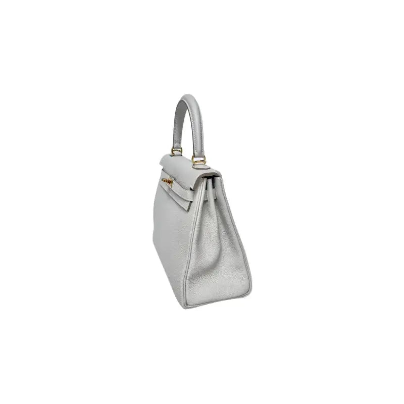 HERMES Kelly 25 cream gray Togo leather Bag Handbag (25,28)