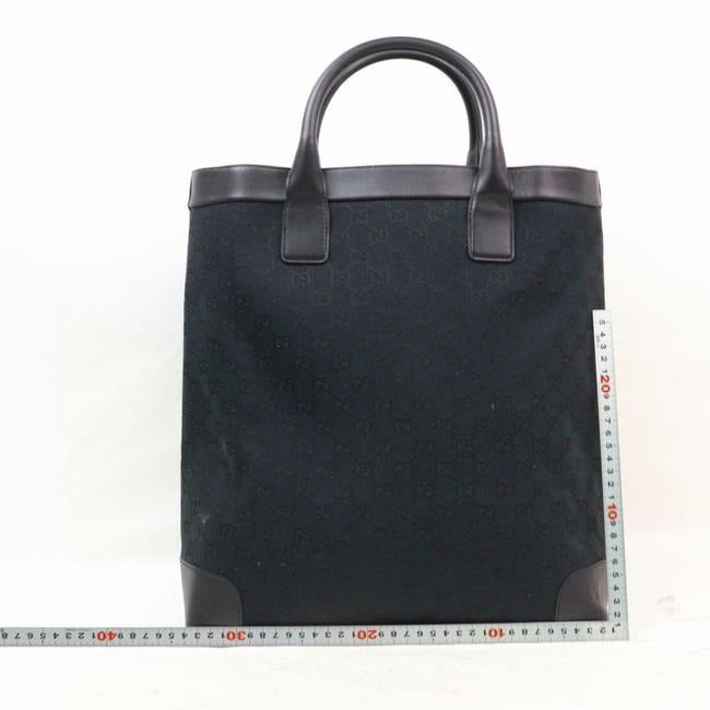 Gucci Gg Web And Shoppers Black Large G Logo Print Leathercanvas Tote