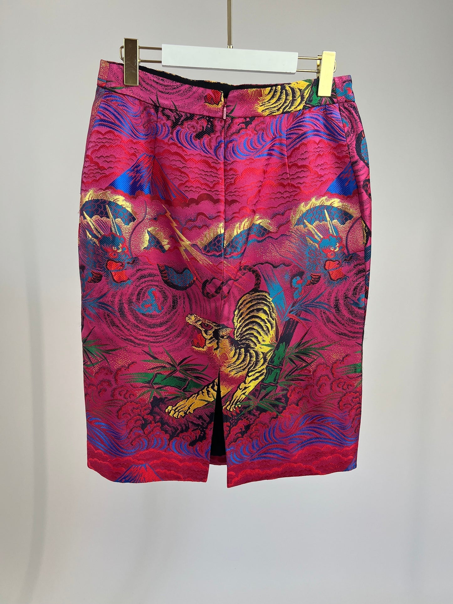 Gucci Pink, Purple Tiger Printed Pencil Skirt Size 42 (UK 10)