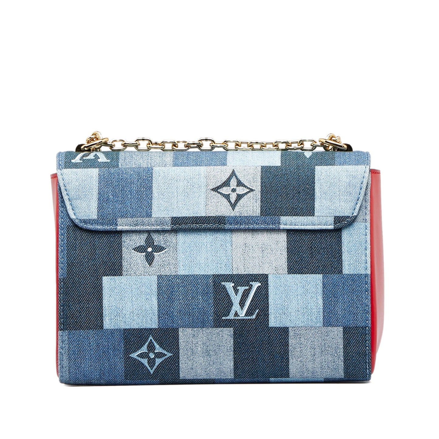 LOUIS VUITTON Damier Denim Patchwork Twist MM Crossbody Bag