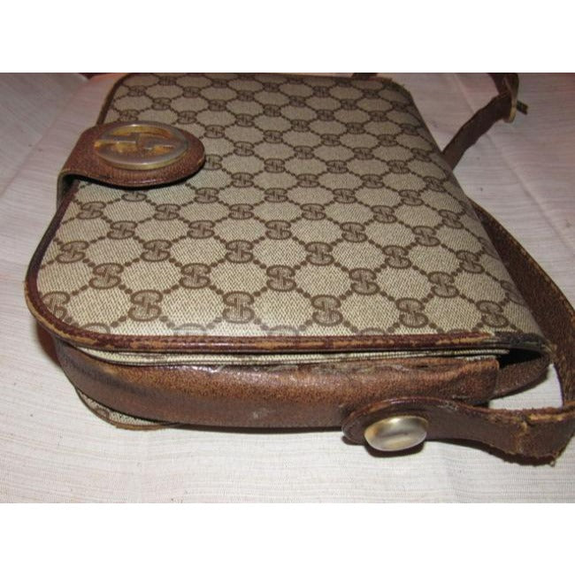 Gucci Vintage Pursesdesigner Purses Brown Large G Logo Print Coated Canvas And Leather Leathercanvas