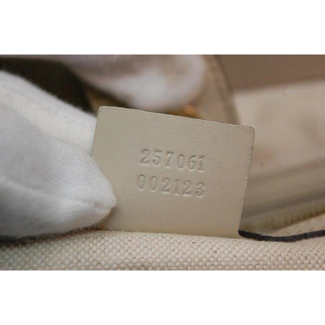 Gucci Vintage Brown Large Logo Print Canvas And White Leather With Red And Green
