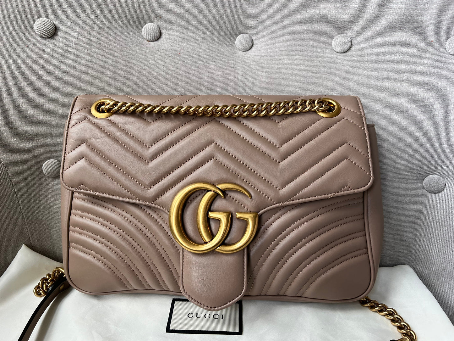 Gucci GG Dusty Pink Marmont Medium Shoulder Bag (RRP £2,340)