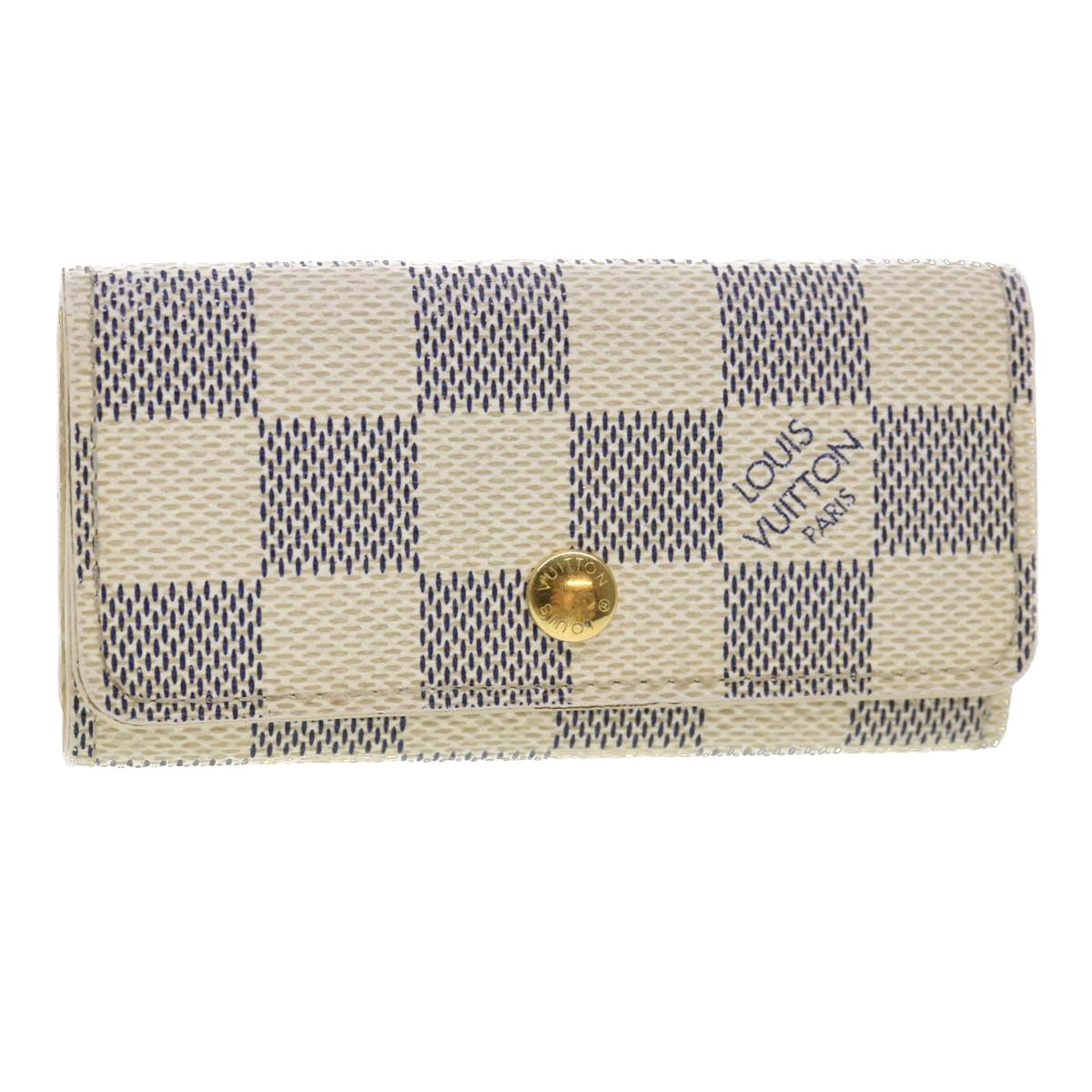LOUIS VUITTON Damier Azur Multi Cles 4 Key Case N60020 LV Auth 39675