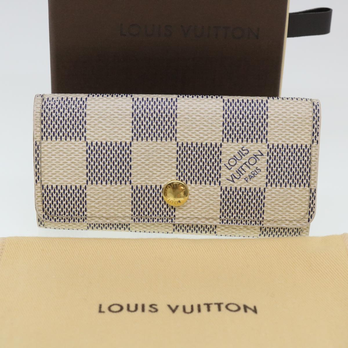 LOUIS VUITTON Damier Azur Multi Cles 4 Key Case N60020 LV Auth 39675