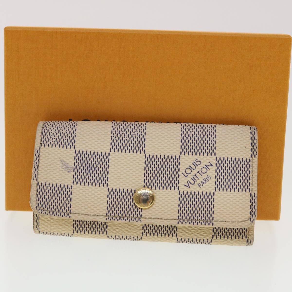 LOUIS VUITTON Damier Azur Multicles 4 Key Case N60020 LV Auth 39897