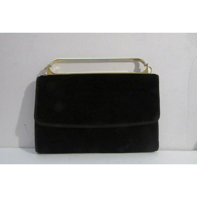 Gucci Evening W Two Way Removable Chain Strap Black Leather Velvet Shoulder Bag