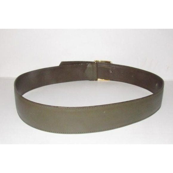 Gucci Grey Leather Belt with Gold GG Bamboo Engraved Buckle