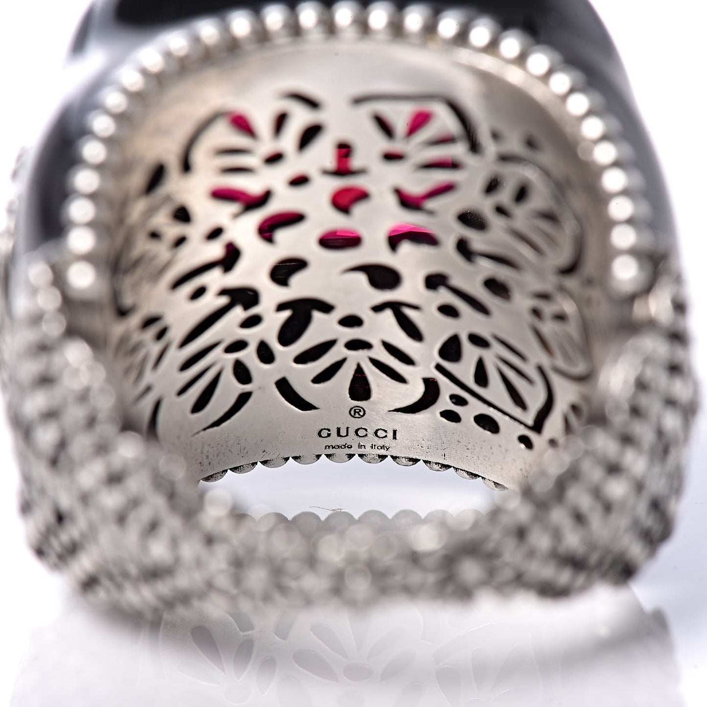 Gucci GG Crystal-embellished Signet Ring in Red
