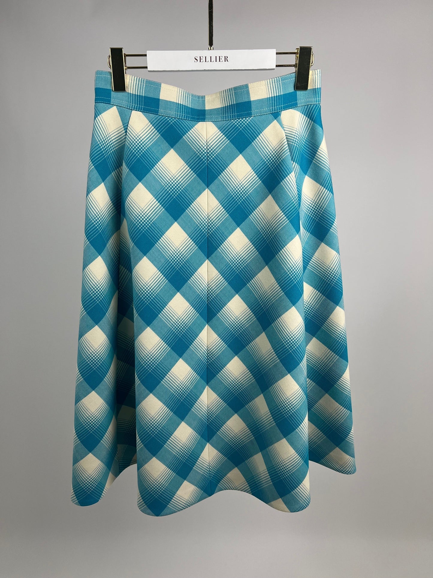Gucci Turquoise and White Checked Shirt and Skirt Set IT 40 & 42 (UK 8-10)
