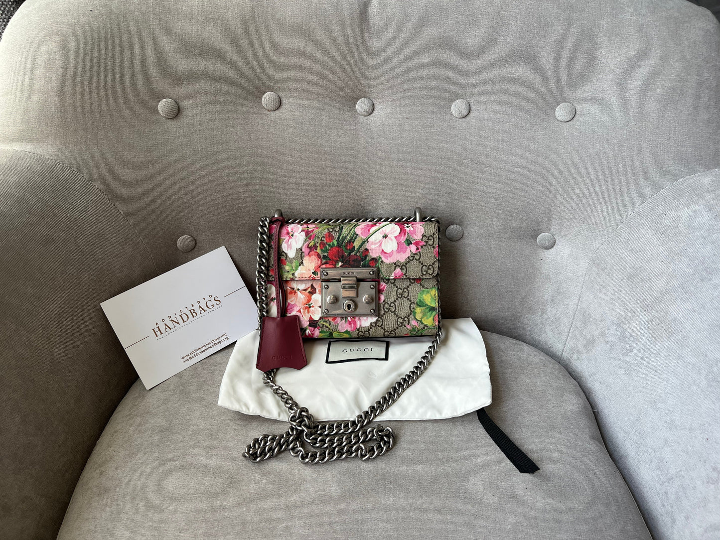 Gucci Small Padlock Blooms GG Supreme Bag
