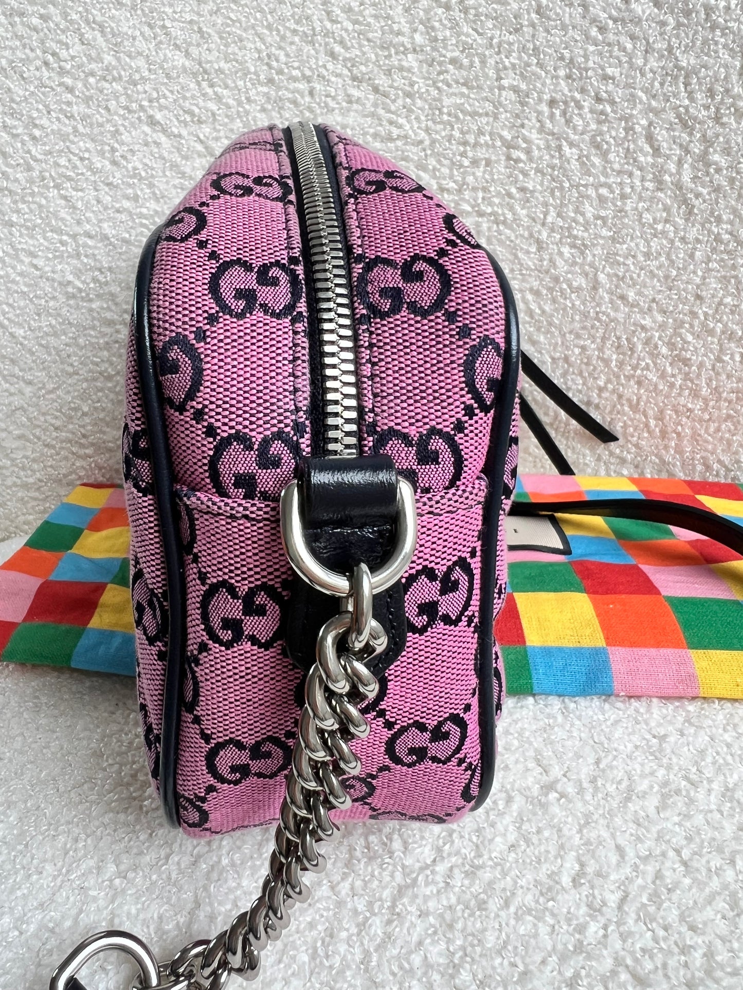 Gucci GG Marmont Pink Canvas Small Shoulder Bag (RRP £1050)