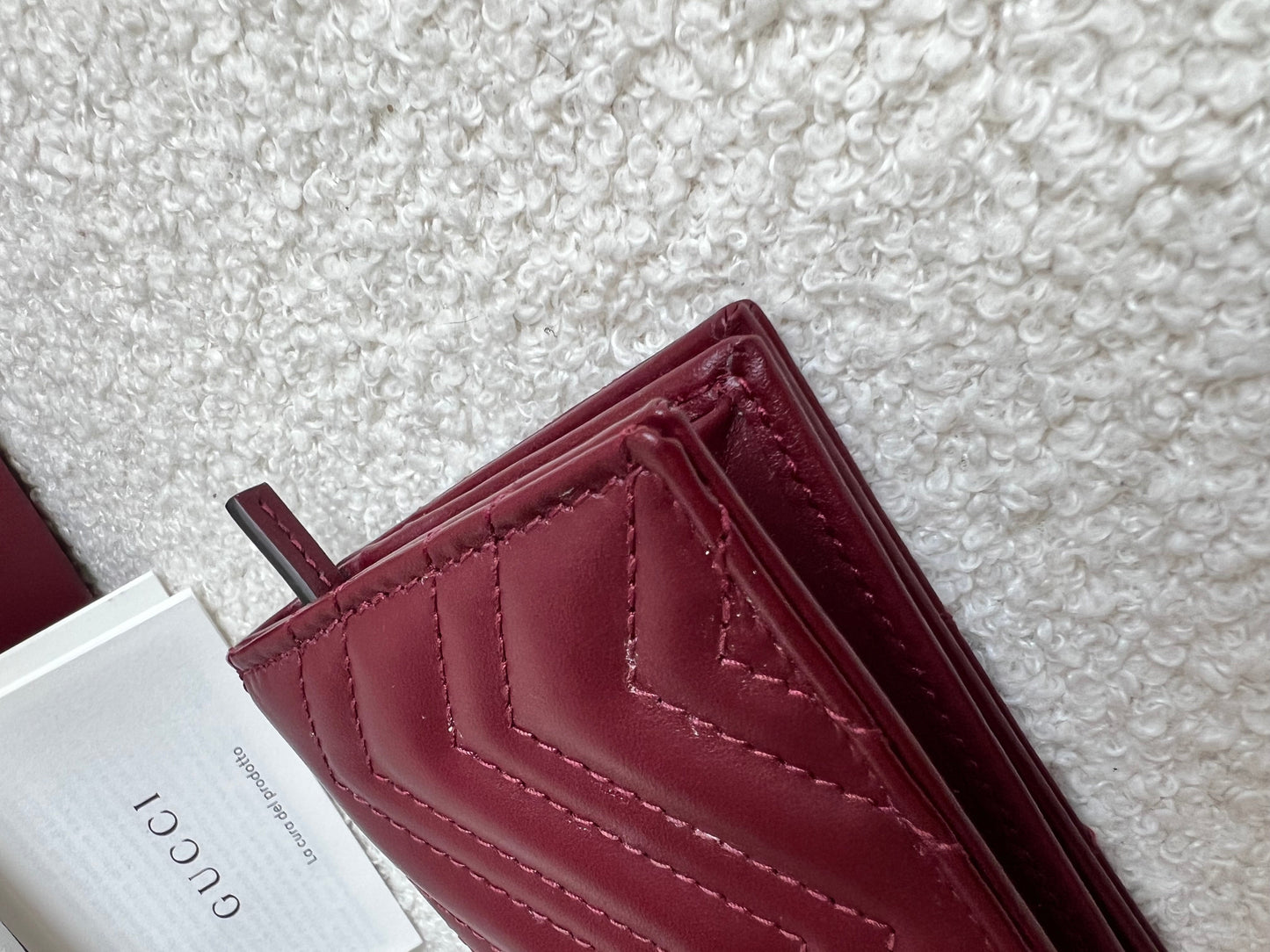 Gucci GG Burgundy Marmont Matelassé Card Case Wallet (RRP £380)