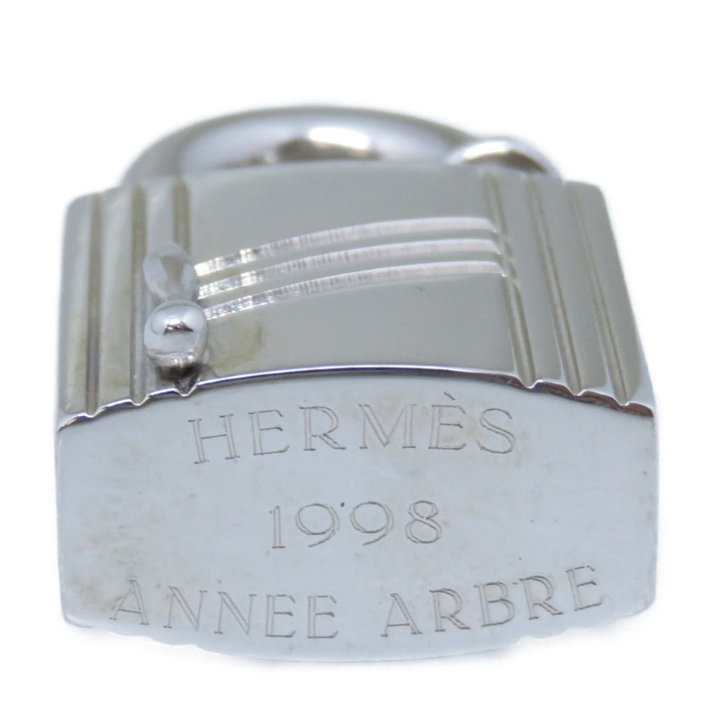 HERMES key ring metal Silver ANNEE ARBRE 1998 Sap Cadena Keychain Charm