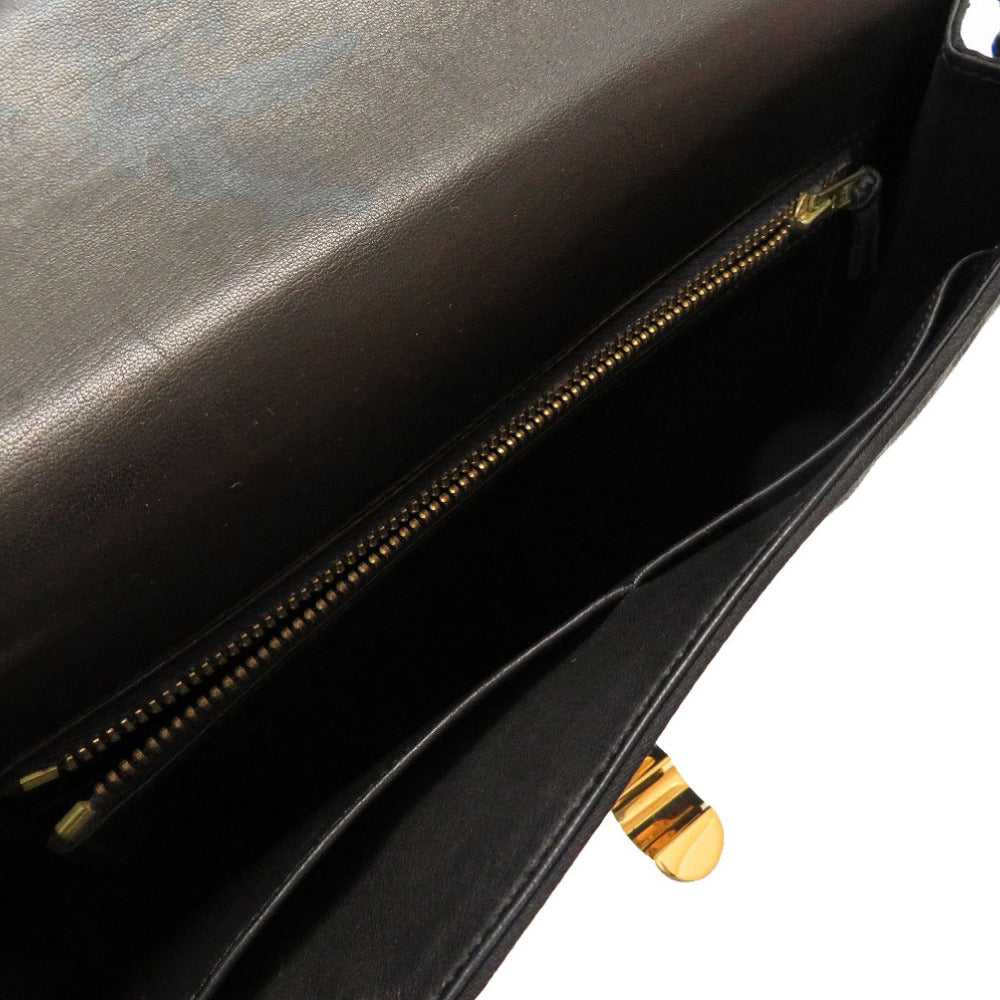 HERMES Shoulder Bag Satin black Cooktail Vintage Women Used