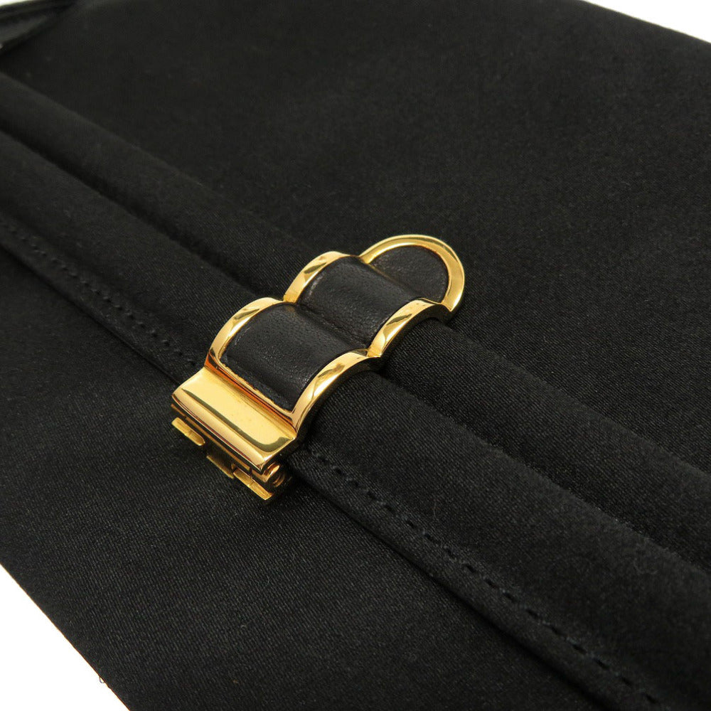 HERMES Shoulder Bag Satin black Cooktail Vintage Women Used