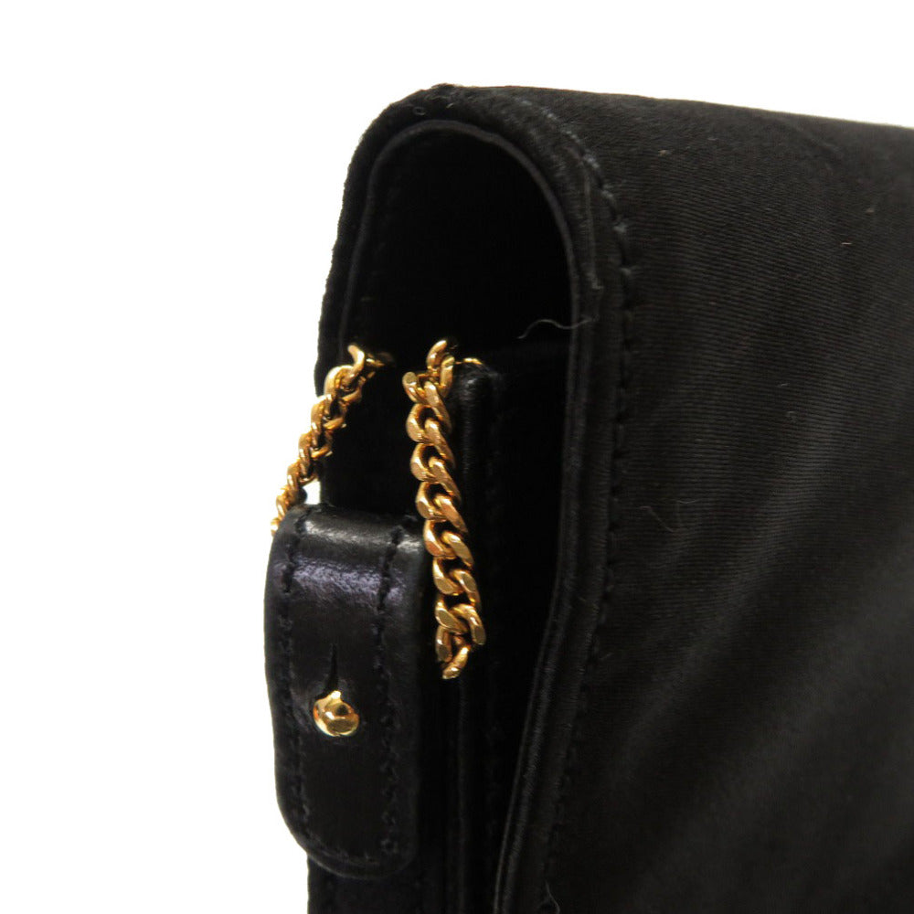 HERMES Shoulder Bag Satin black Cooktail Vintage Women Used