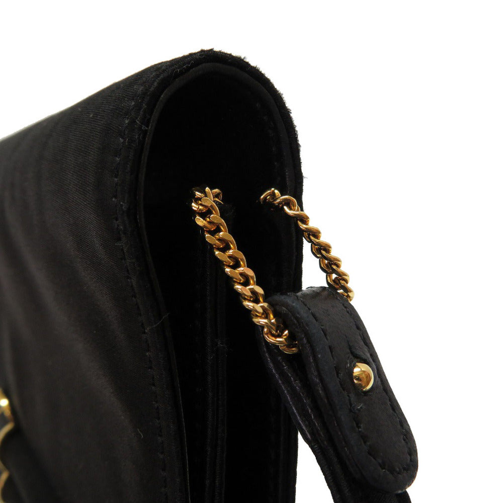HERMES Shoulder Bag Satin black Cooktail Vintage Women Used