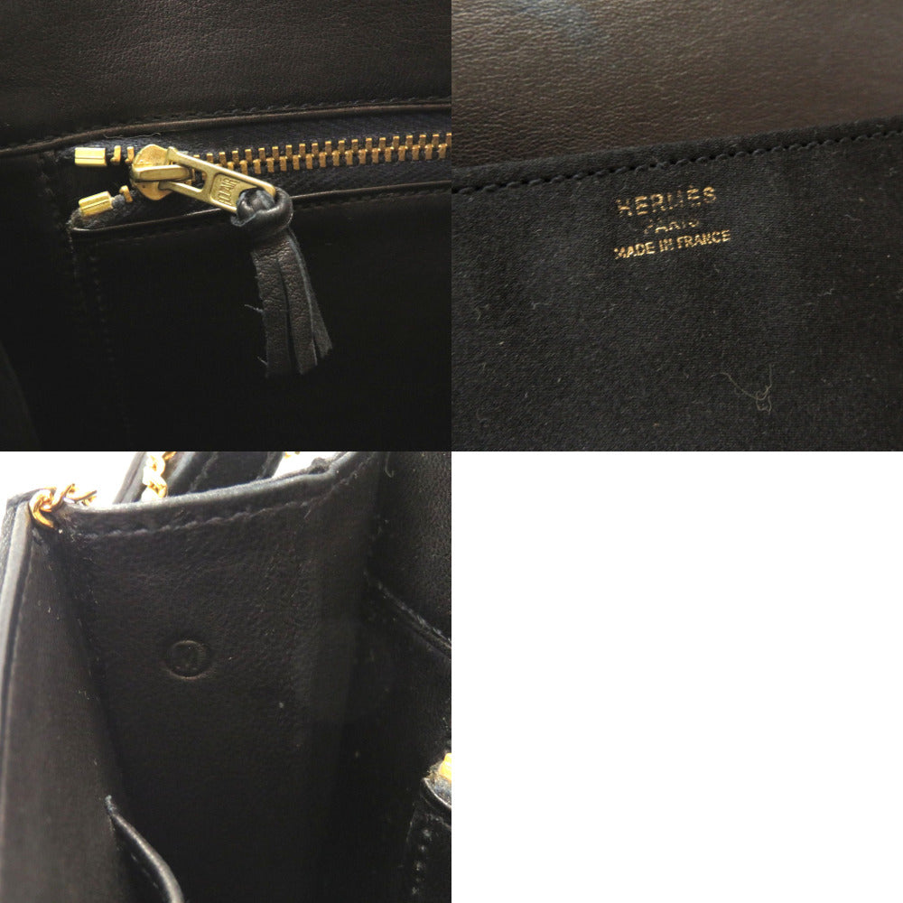 HERMES Shoulder Bag Satin black Cooktail Vintage Women Used