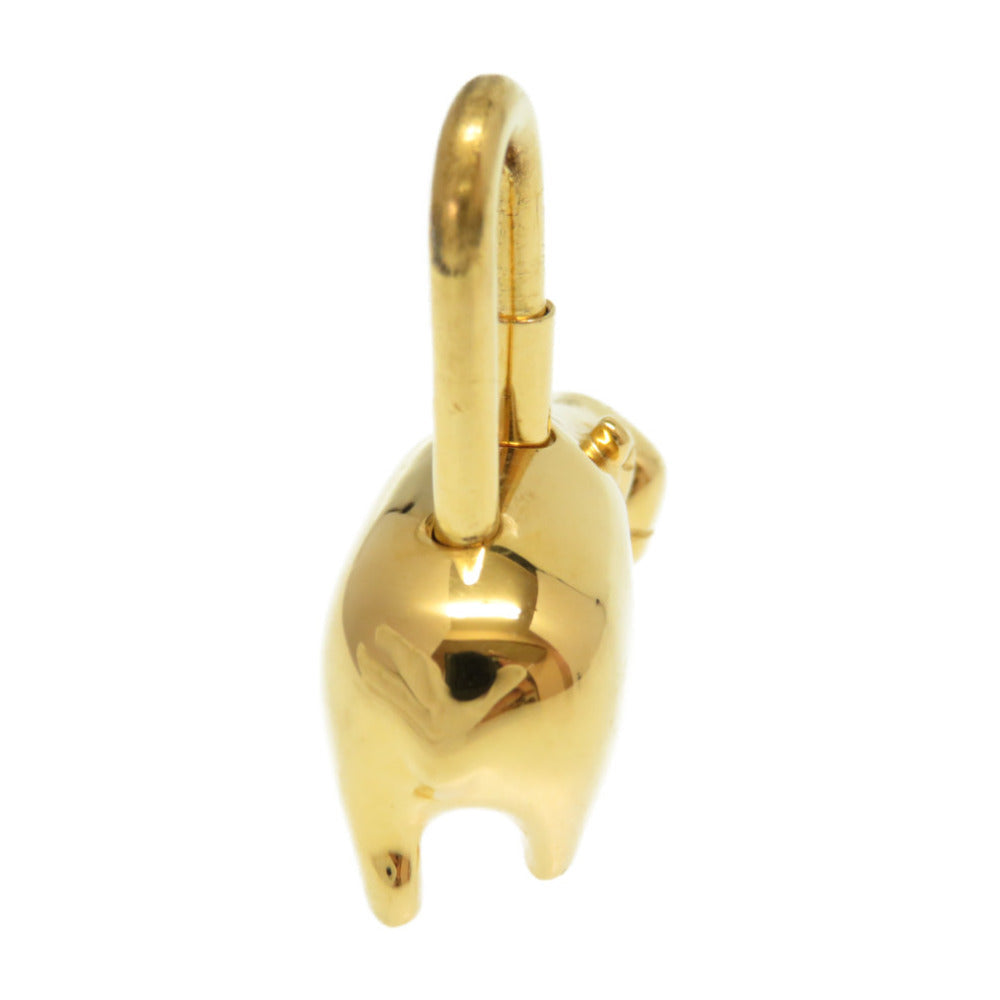 HERMES key ring metal gold ANNEE DES FLEUVES Hippopotamus Bag Charm Women Used