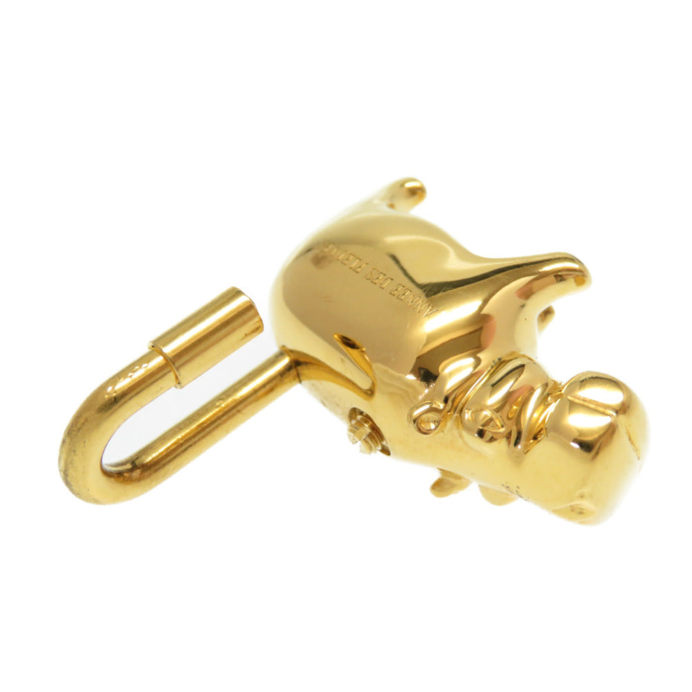 HERMES key ring metal gold ANNEE DES FLEUVES Hippopotamus Bag Charm Women Used