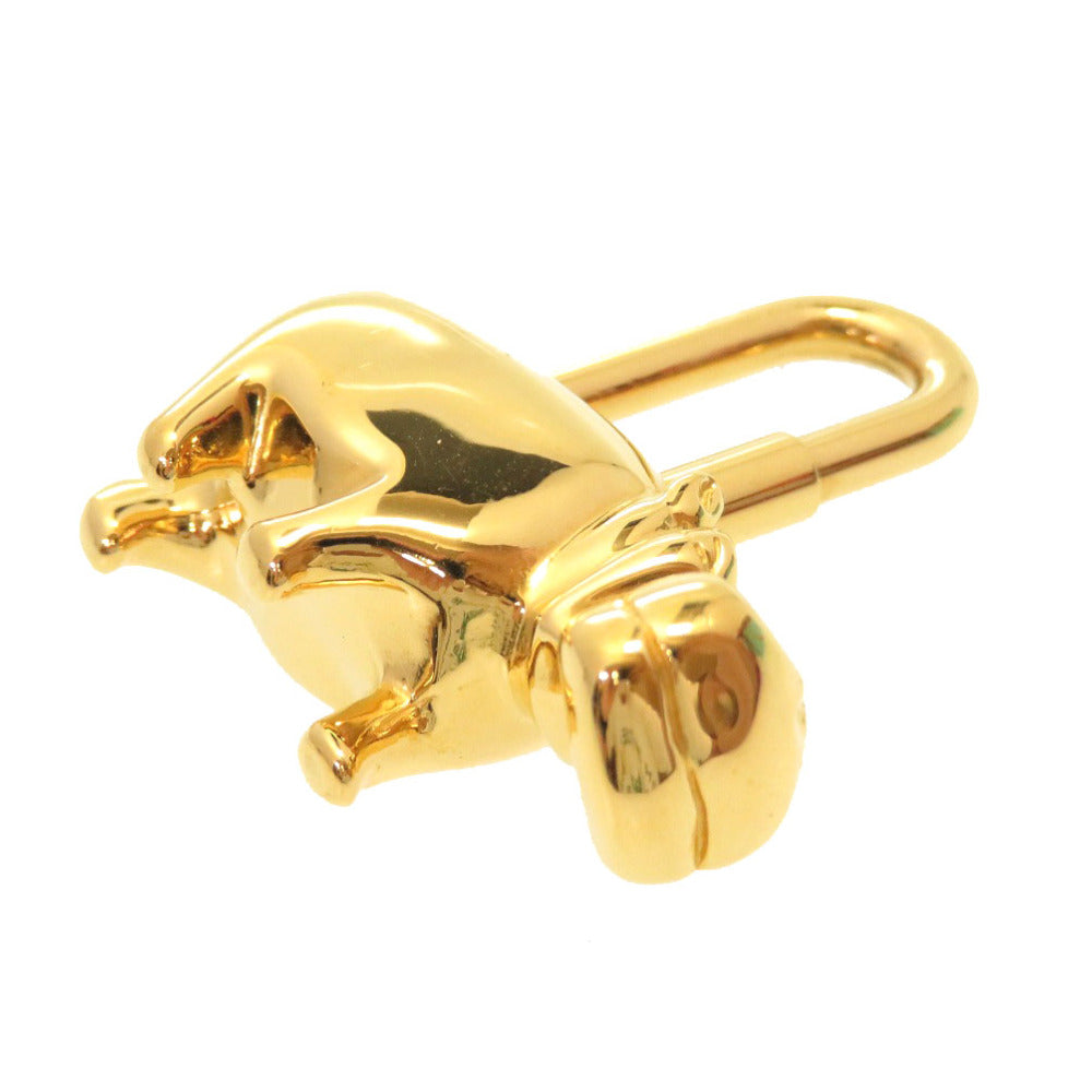 HERMES key ring metal gold Hippopotamus ANNEE DES FLEUVES Hippopotamus Bag Charm Women Used