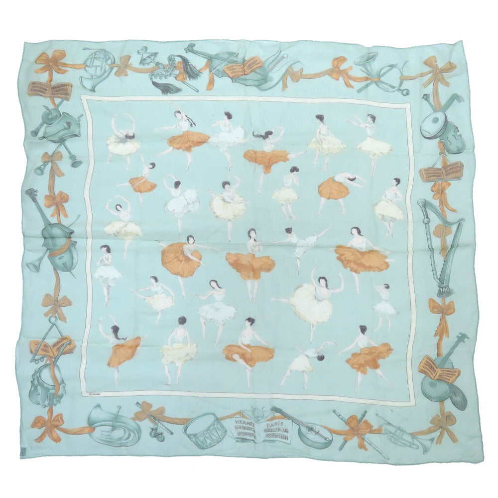 HERMES scarf silk Green Carre90 LA DANCE