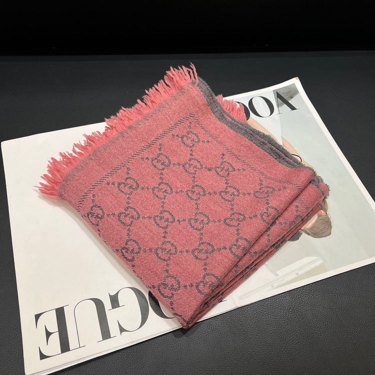 Gucci Scarf Pink-Grey Silk Monogram