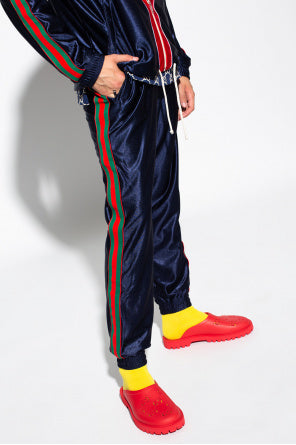 Gucci Web Tech Jersey Pants in Navy