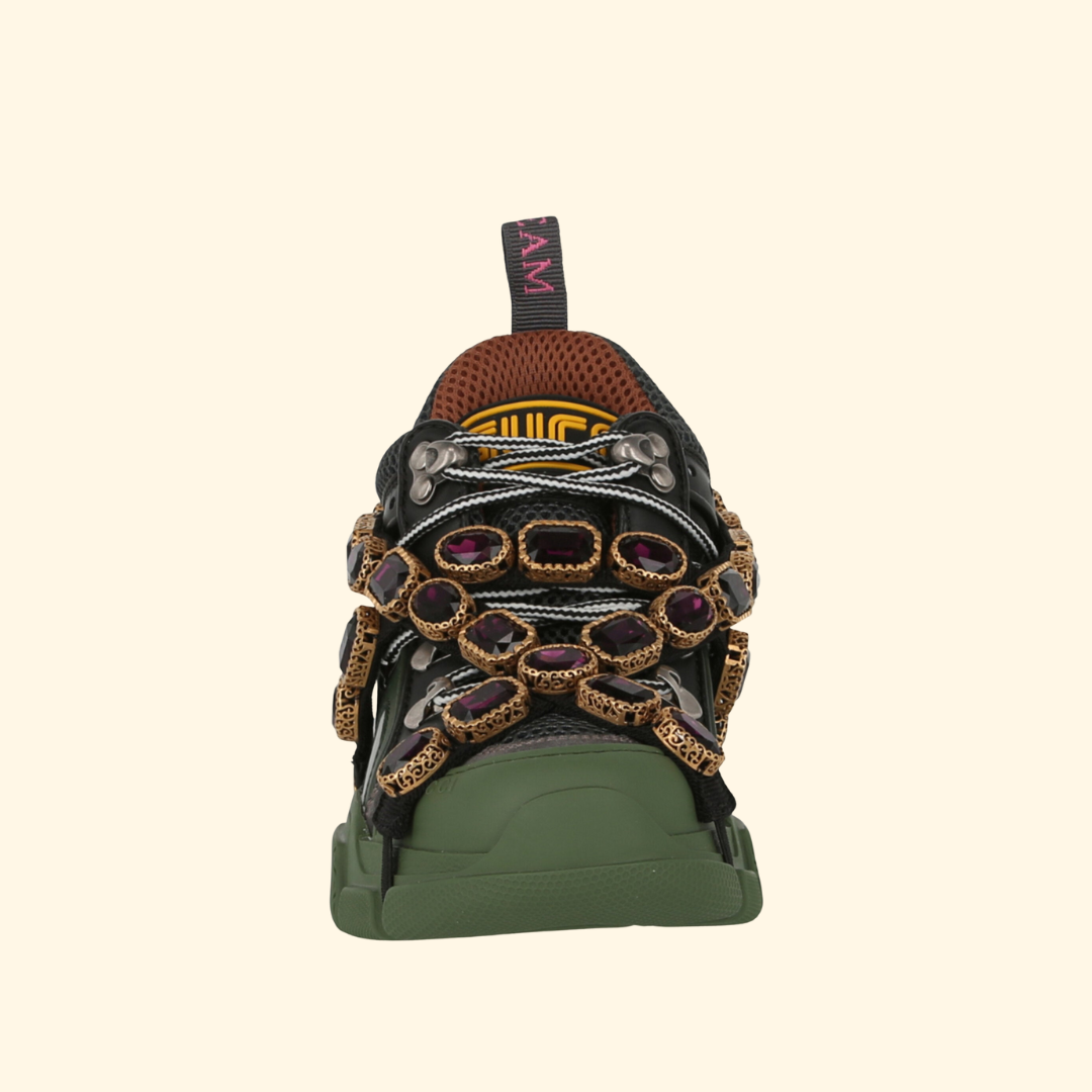 Gucci Flashtrek Chunky Leather Sneakers, Green,